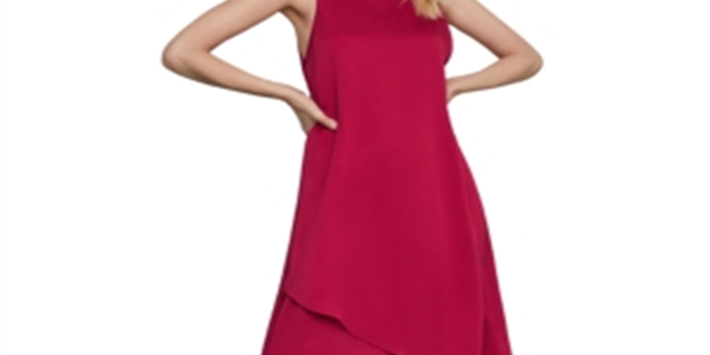 BCBGMAXAZRI Women's High Neckline Dress Pink Size Medium