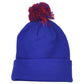 Zephyr Colorado State USA Vector Logo Pom Pom Cuffed Blue Knit Beanie Hat Winter