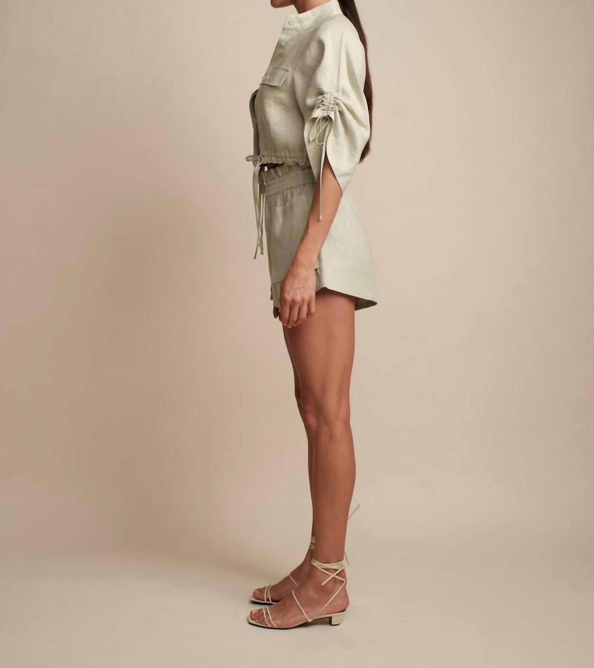 Hevron - Eva Collar Linen Top