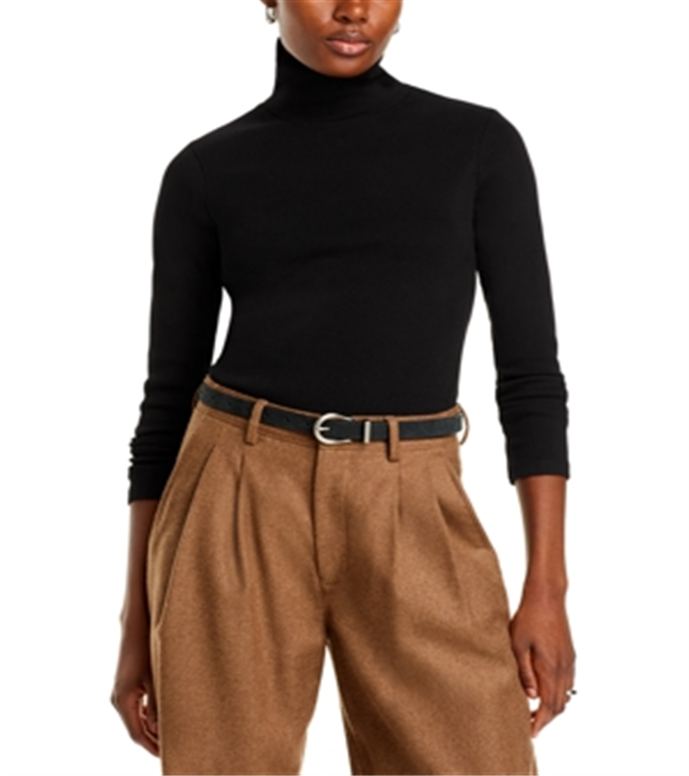 Donni Ribbed Jersey Turtleneck Top