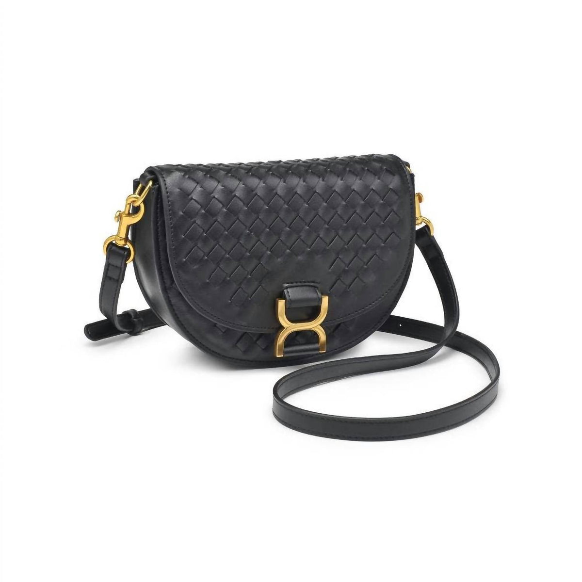 Urban Expressions - Alise Woven Vegan Leather Saddle Crossbody