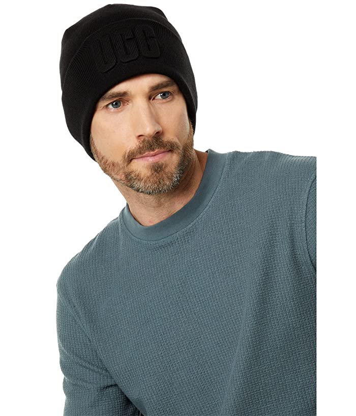 UGG Men's 3D Logo Cuff Beanie Black Size Regular