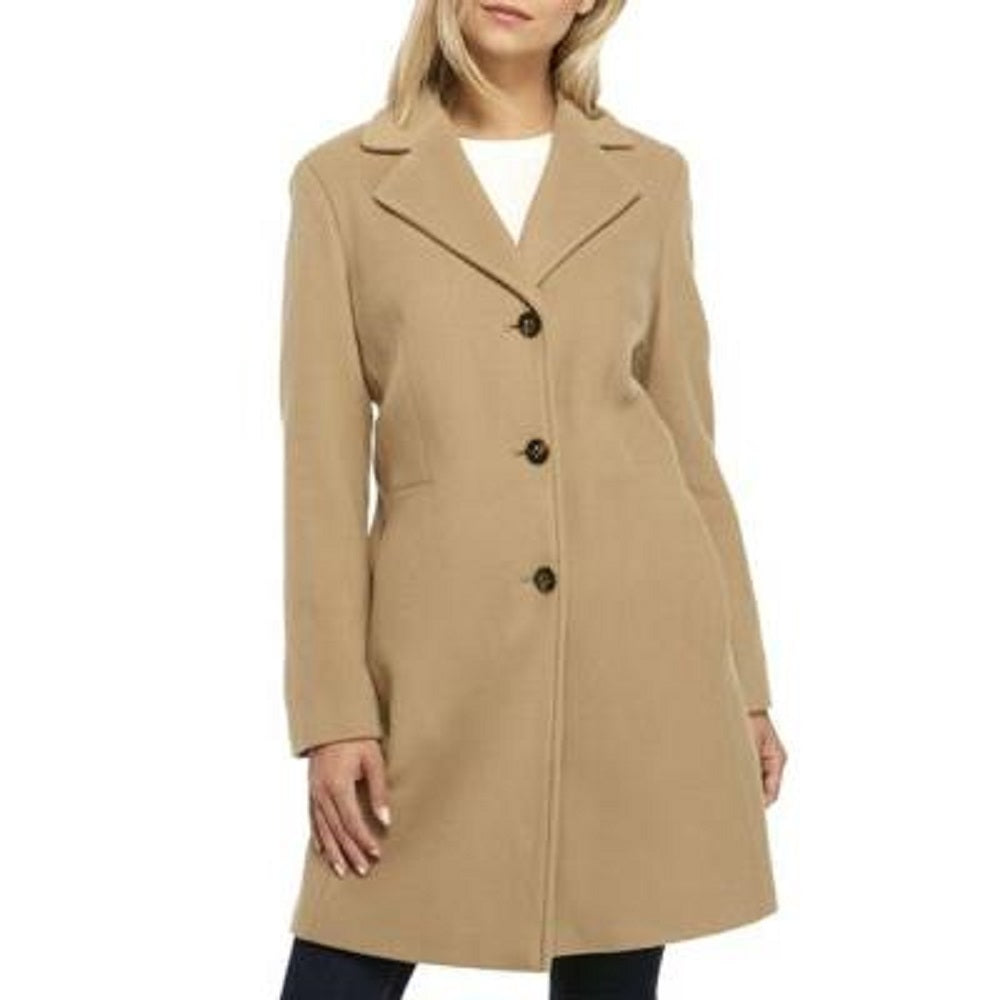 Calvin Klein Women's Single Breasted Coat Brown Size 4