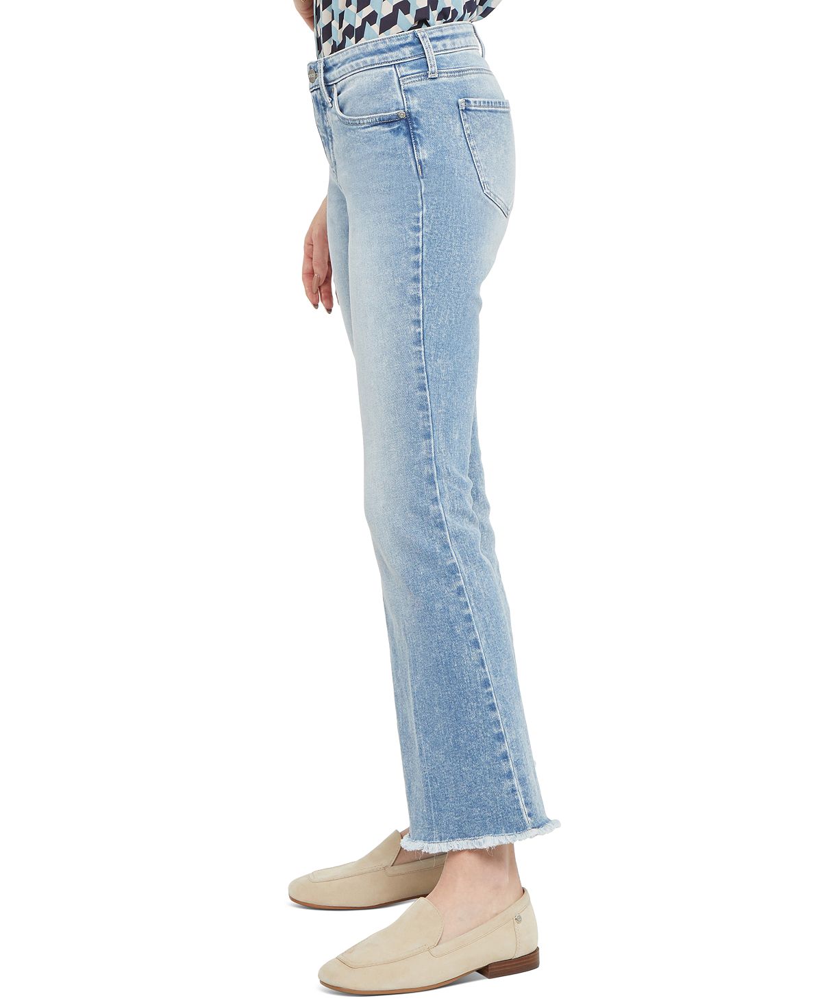 NYDJ Women's Flared Frayed Hem Jeans Blue Size 8