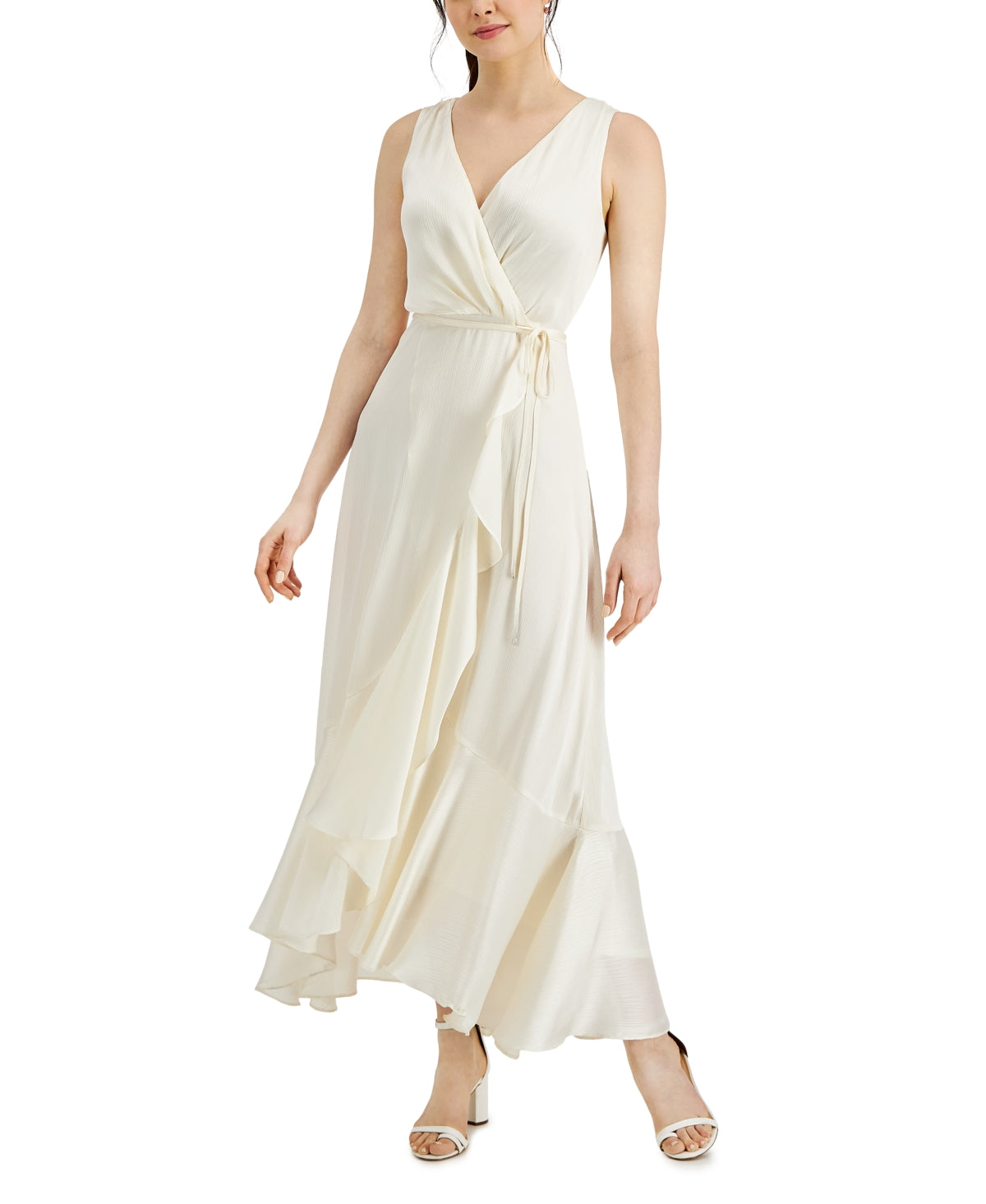 Taylor Women's Chiffon High Low Maxi Dress White Size 16