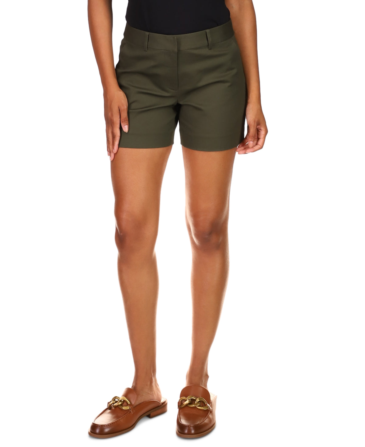 Michael Kors Women's Stretch Twill Shorts Green Size 6