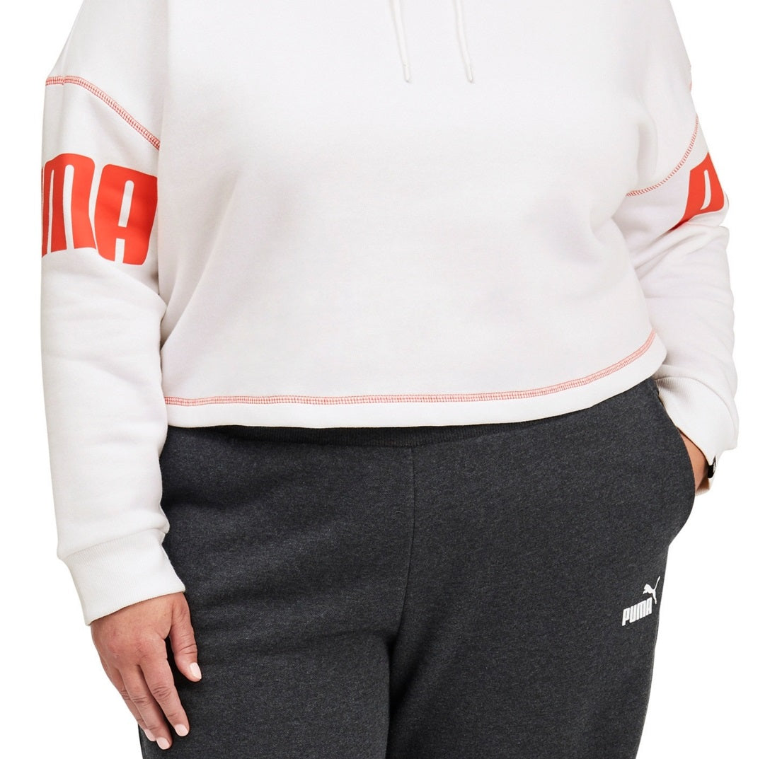 Puma Women's Logo Hoodie White Size 2X