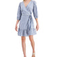 Tommy Hilfiger Women's Striped Faux Wrap Dress Blue Size X-Large