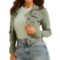 GUESS Women's Button Up Trucker Jacket Green Size Small