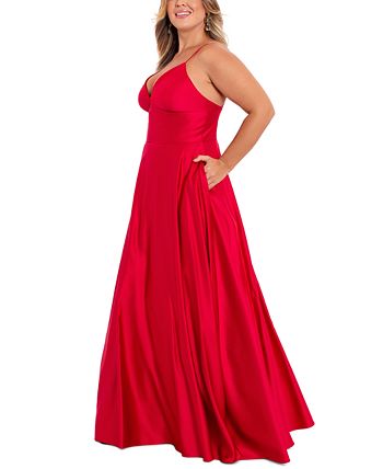 Betsy & Adam Women's V Neck Gown Red Size 18W