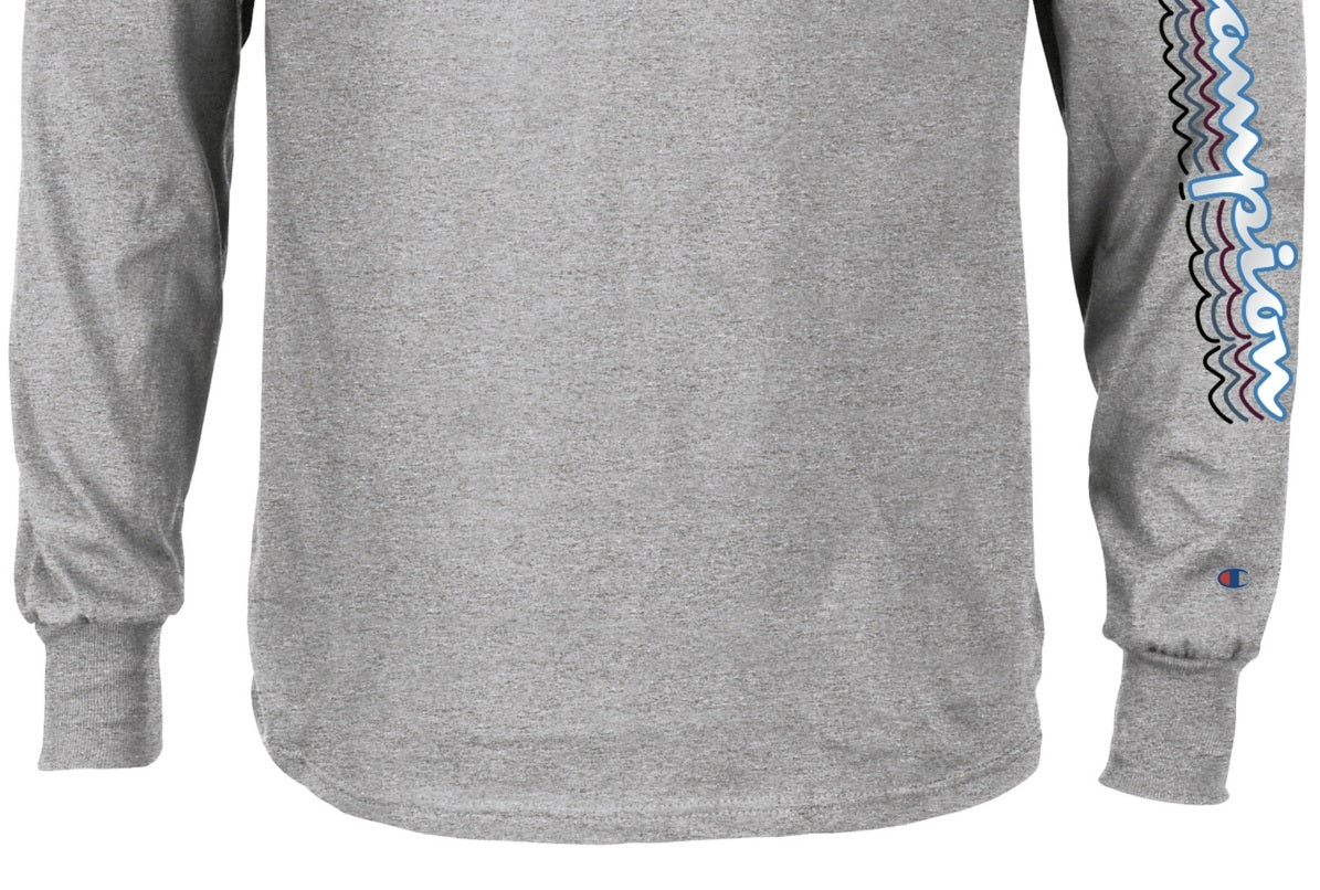 Champion Men's Graphic Logo Long Sleeve T-Shirt Gray Size XX-Large