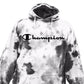 Champion Men's Relaxed Fit Tie Dye Logo Fleece Hoodie White Size Medium