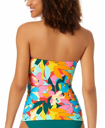 Anne Cole Women's Twist Shirred Tankini Top Swimsuit Blue Size Large