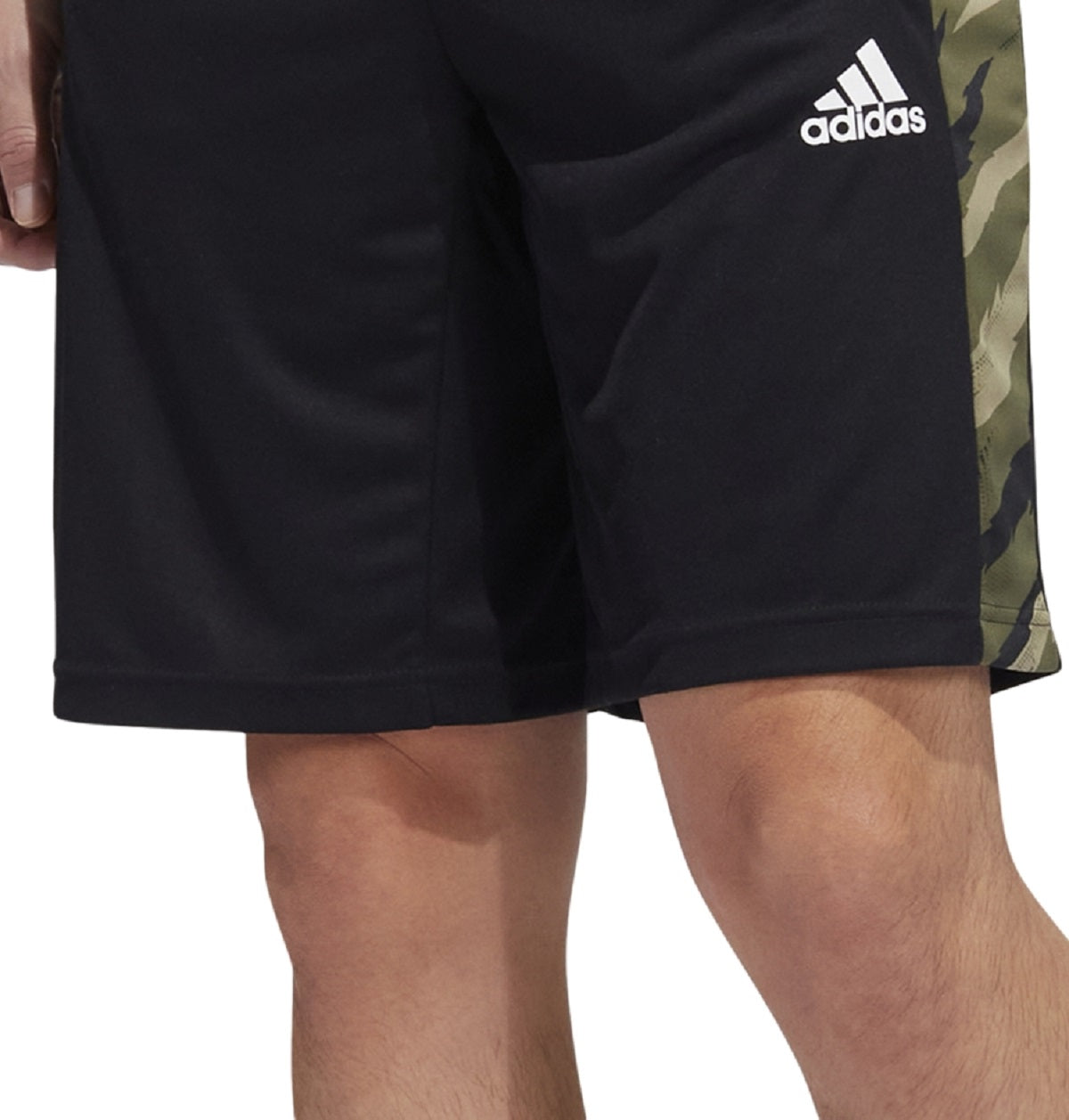 adidas Men's Feelstrong Regular Fit Camo Panel Performance Shorts Green Size Medium