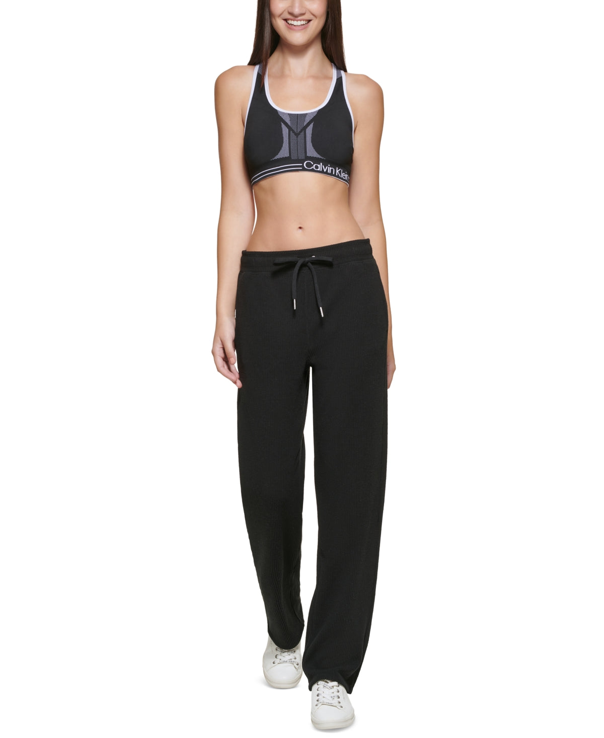 Calvin Klein Women's Performance Ribbed Track Pants Black Size X-Large