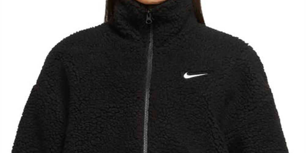 Nike Women's Sportswear Swoosh Plush Fleece Jacket Black Size Medium