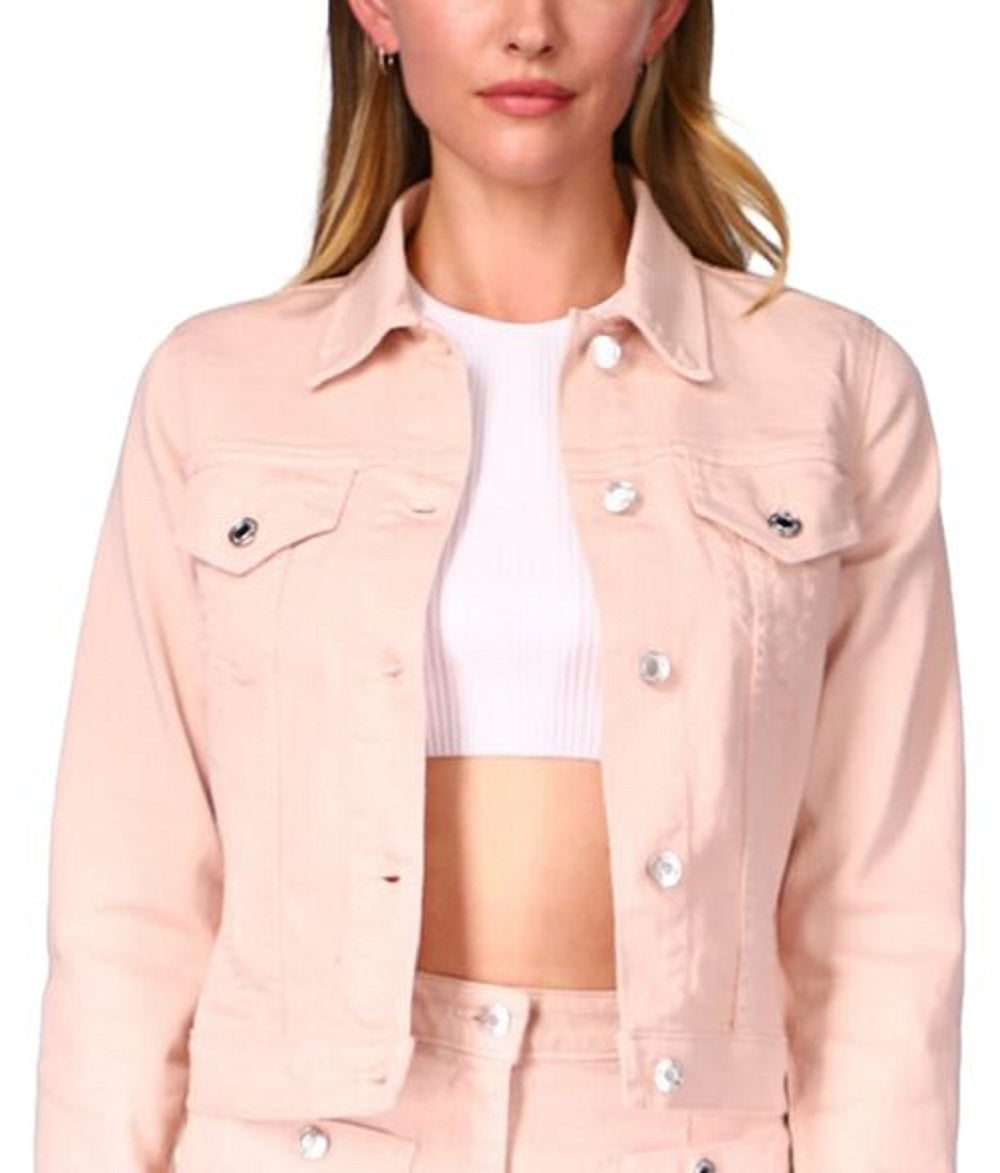 Michael Kors Women's Denim Trucker Jacket Pink Size X-Large
