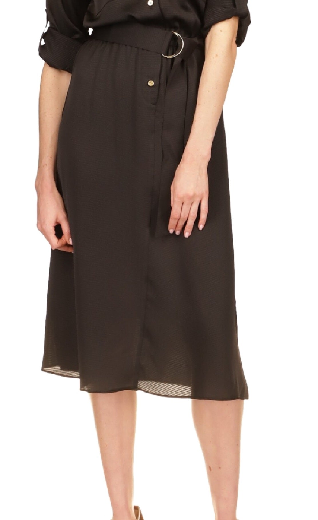 Michael Kors Women's Roll Sleeve Utility Dress Black Size Large