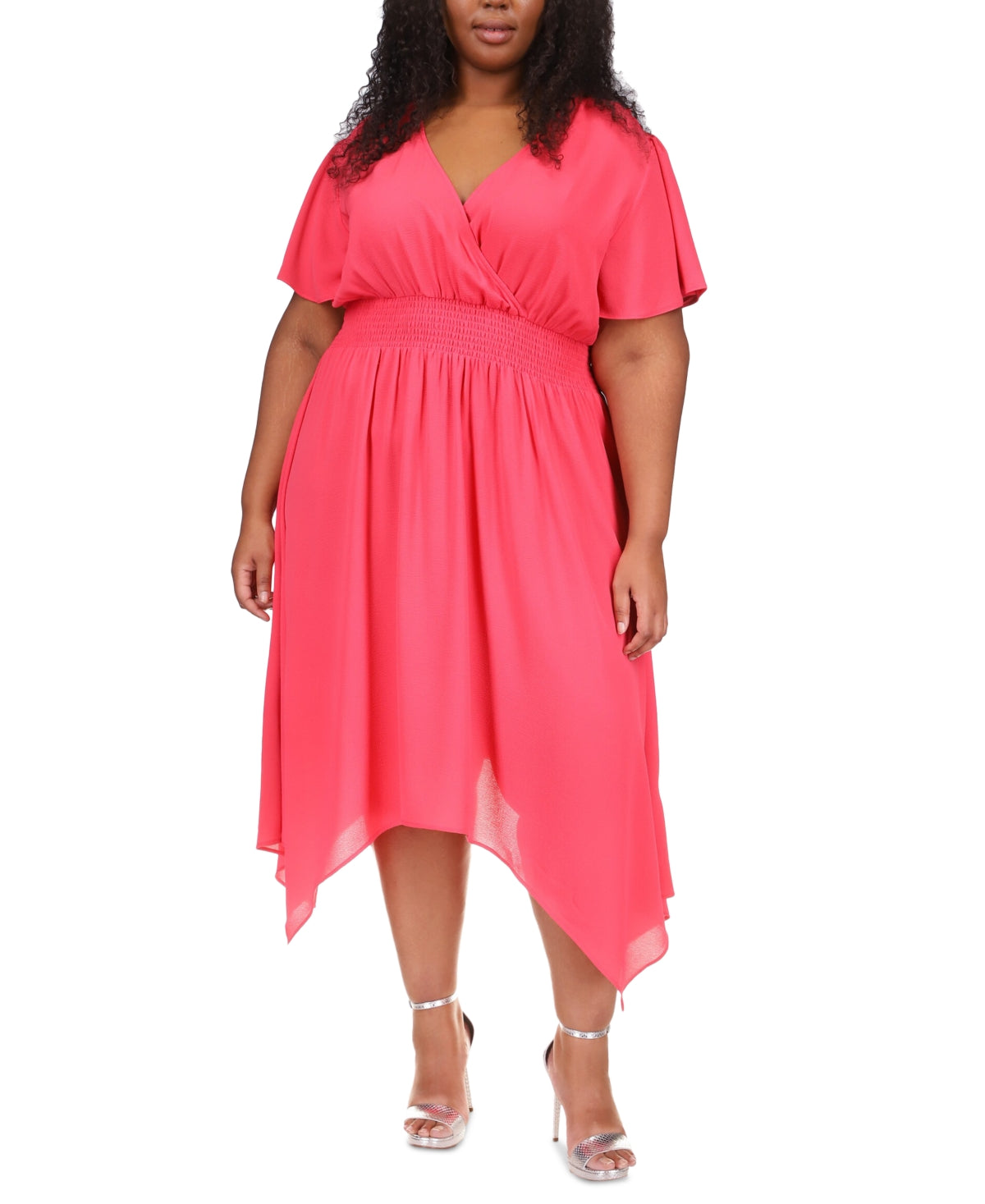 Michael Kors Women's Solid Hank Hem Dress Pink Size 2X