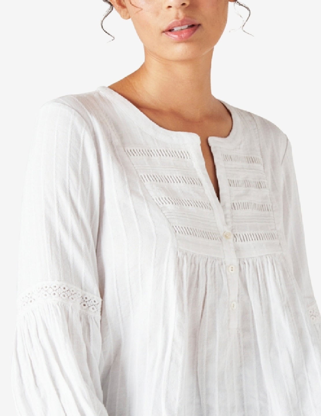 Lucky Brand Women's Embroidered Popover Blouse White Size XX-Large