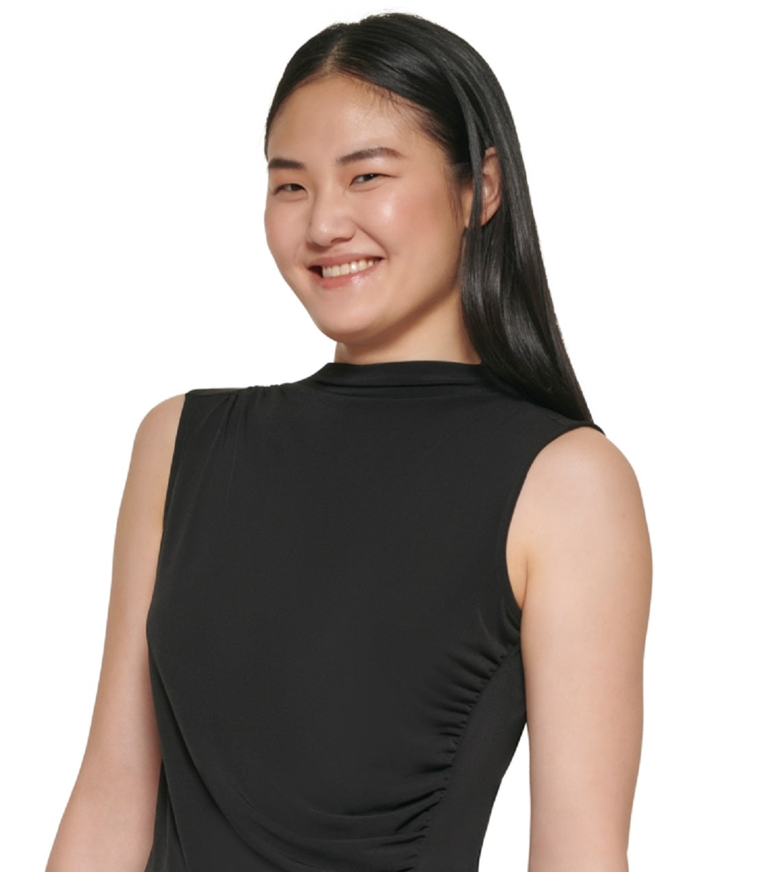 Calvin Klein Women's Sleeveless Ruched Top Black Size X-Large