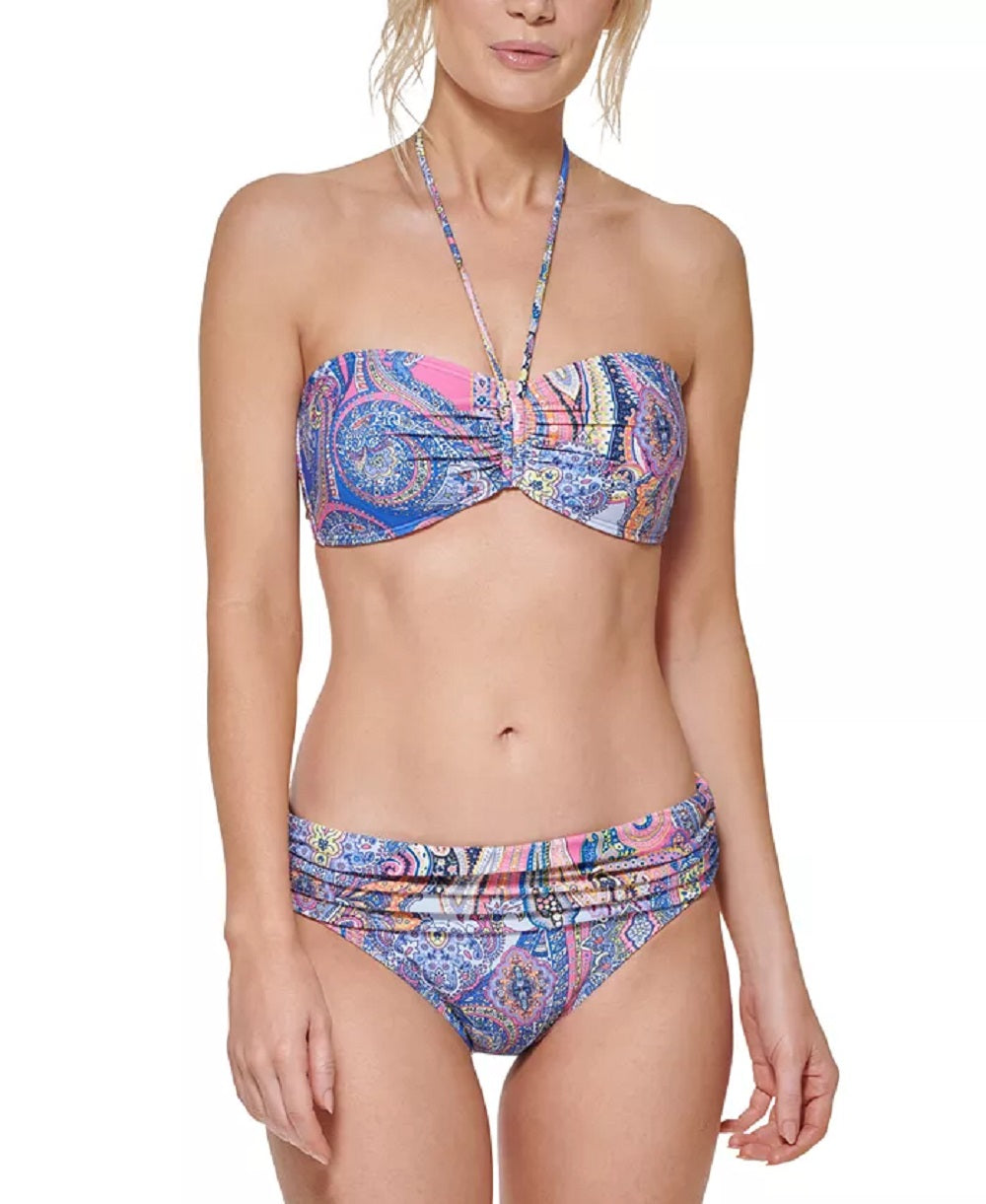 Tommy Hilfiger Women's Fold Over Bikini Bottoms Swimsuit Blue Size Large