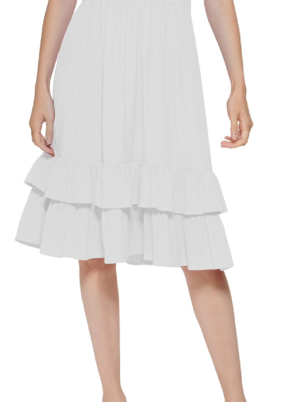 Calvin Klein Women's Ruffled A Line Dress White Size 4