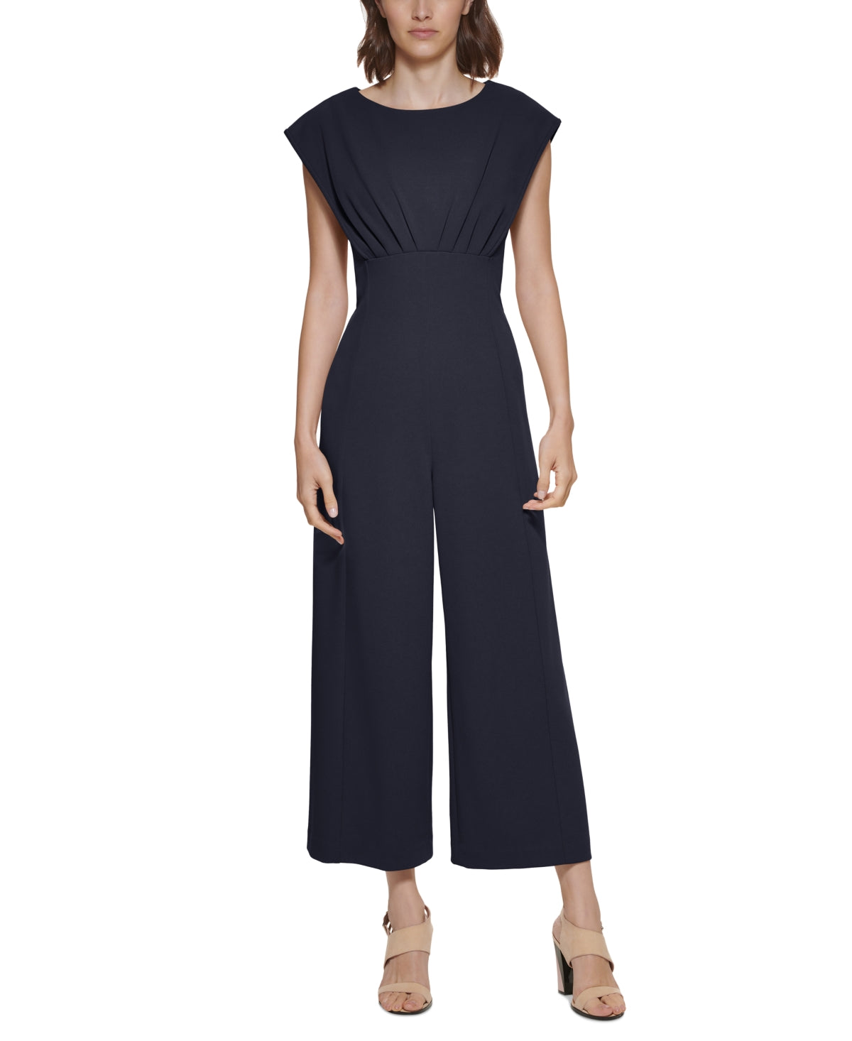 Calvin Klein Women's Cropped Jumpsuit Blue Size 10Petite