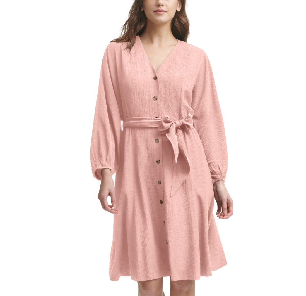 Calvin Klein Women's Belted A Line Dress Orange Size 8