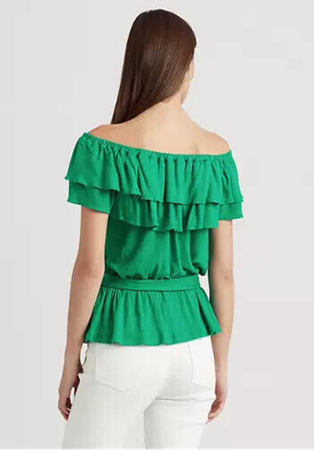 Ralph Lauren Women's Jersey Off The Shoulder Top Green