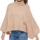 Calvin Klein Women's Bubble Sleeve Turtleneck Sweater Brown Size Small
