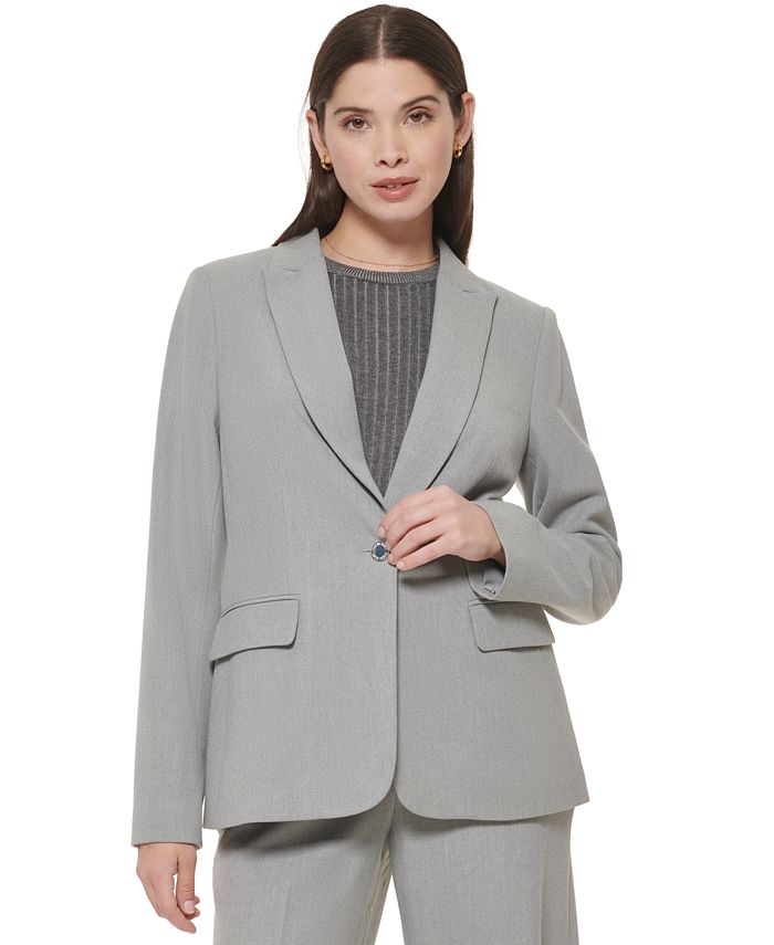 Calvin Klein Women's One Button Blazer Gray Size 12