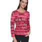 Karl Lagerfeld Paris Womens Allover Script Sweater Teaberry Multi