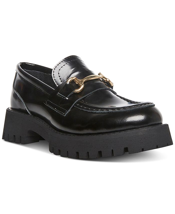 Steve Madden Women's Lando Tailored Lug Sole Bit Loafers Black Size 9 M