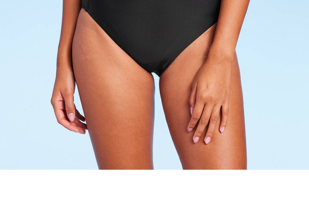 Kona Sol Women's Extra High Waist Tummy Control Medium Coverage Bikini Bottom Black Size S