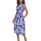 Calvin Klein Womens Cotton Floral Sleeveless Shirtdress Lilac Blue Multi