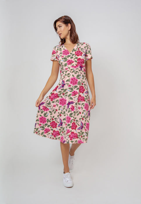Leota Women's Amiya Midi Perfect Wrap Dress Pink Size Small