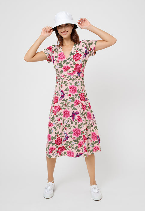 Leota Women's Amiya Midi Perfect Wrap Dress Pink Size Small