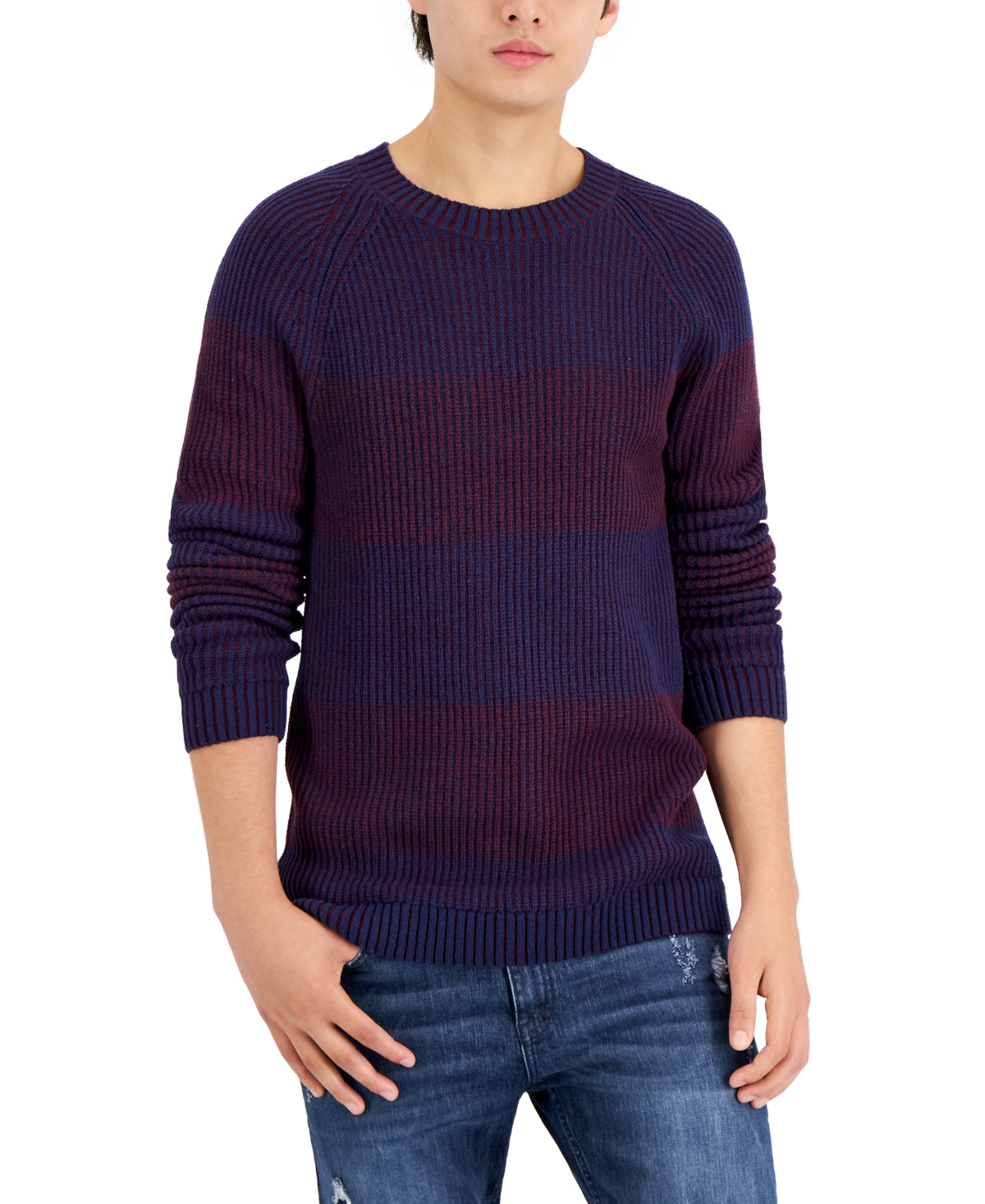 I.n.c. International Concepts Men's Plaited Crewneck Sweater, Created for Macy's
