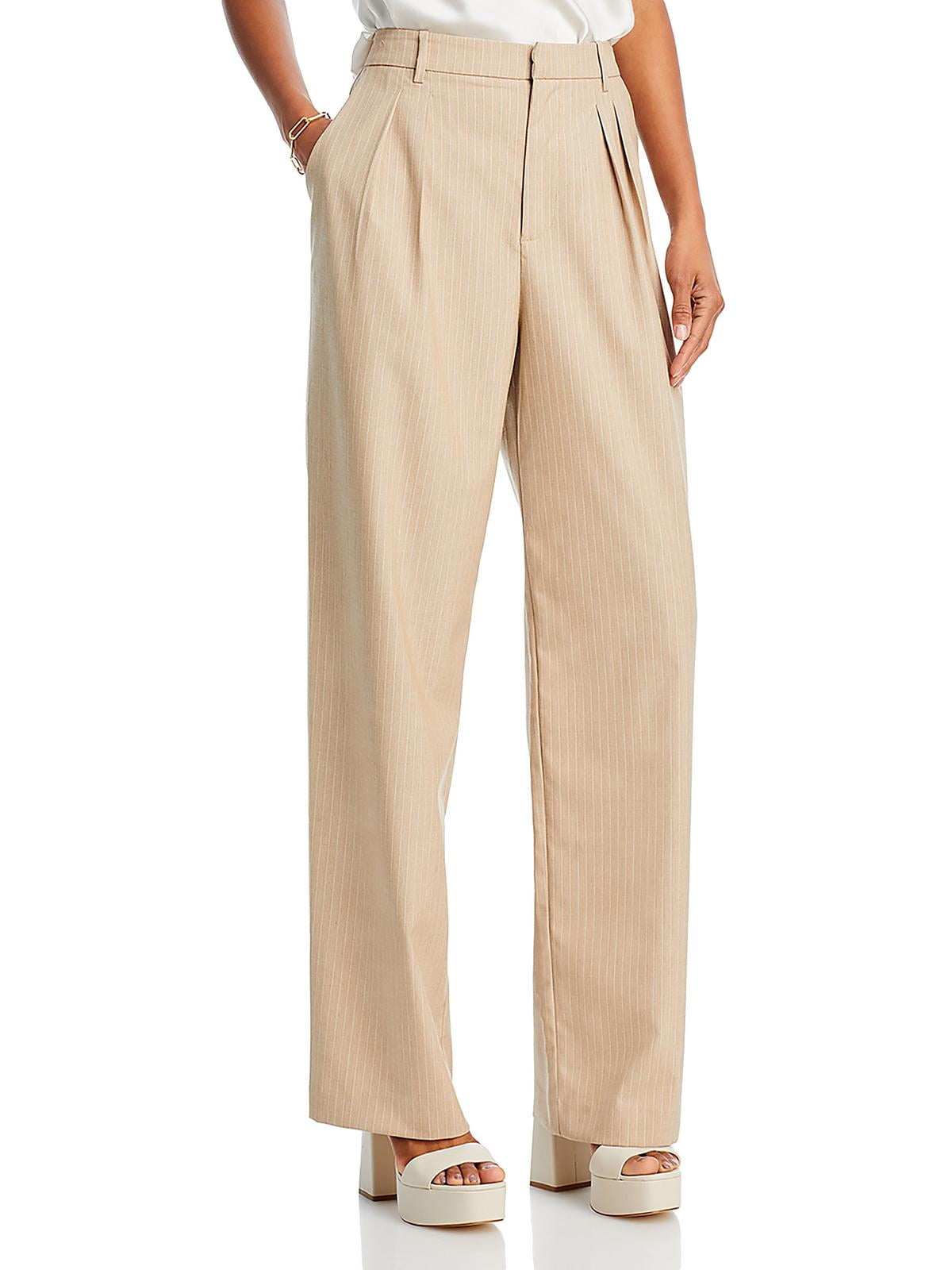 Wayf Pinstripe Pleated Trousers White