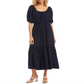 Karen Kane Womens Cocktail Midi Fit & Flare Dress Blue