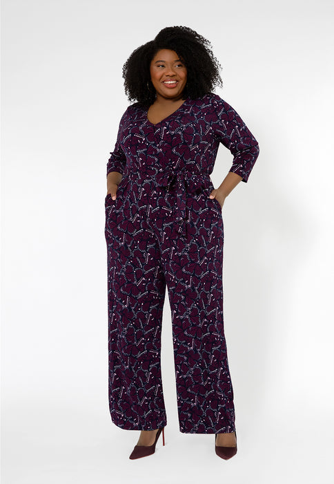 Leota Women's Leia V-Neck Jumpsuit (Curve) Purple Size 3X