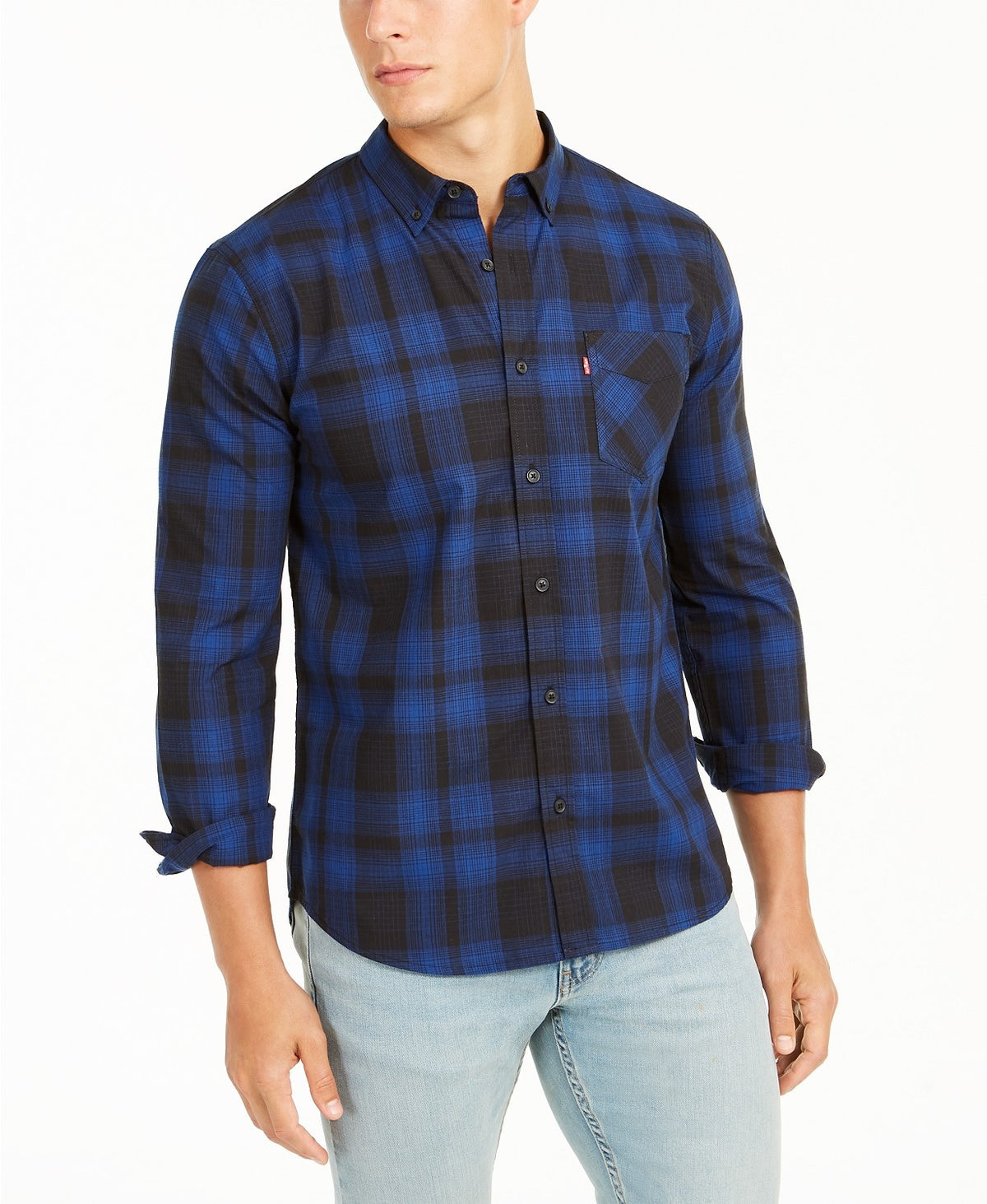 Levi's Men's Chama Plaid Shirt Caviar Size Extra Large
