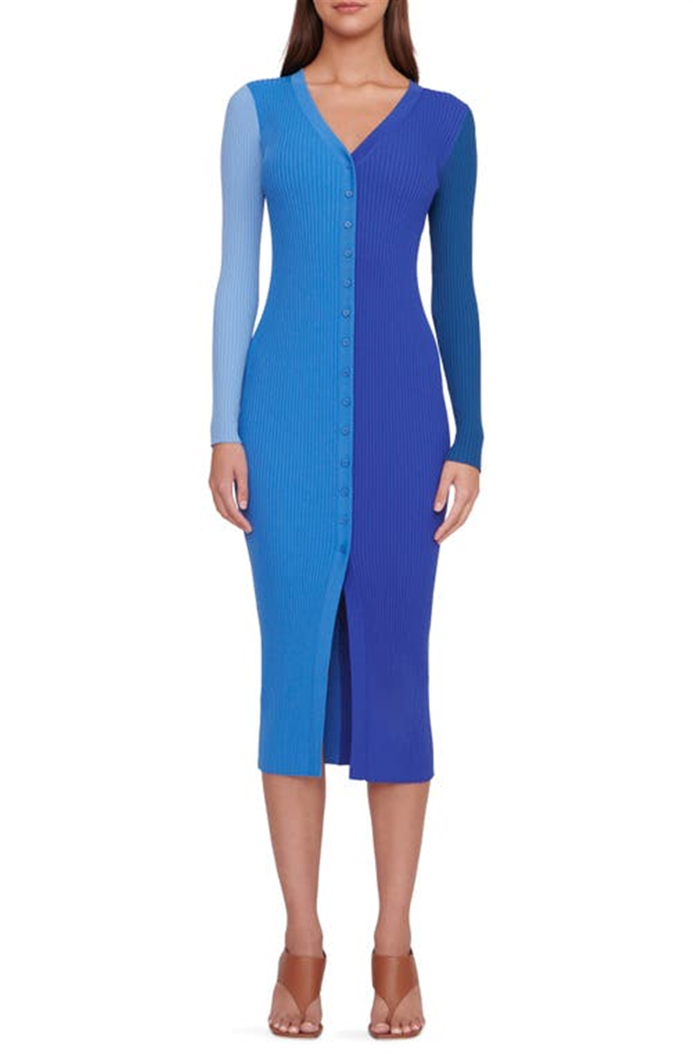 STAUD Shoko Colorblock Sweater Cobalt Multi Size M