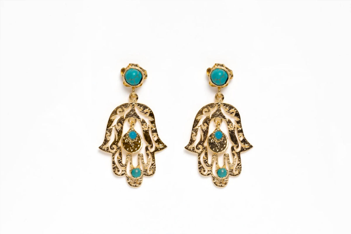 Avenue Chic - Women's Teardrop Hamsa Earrings
