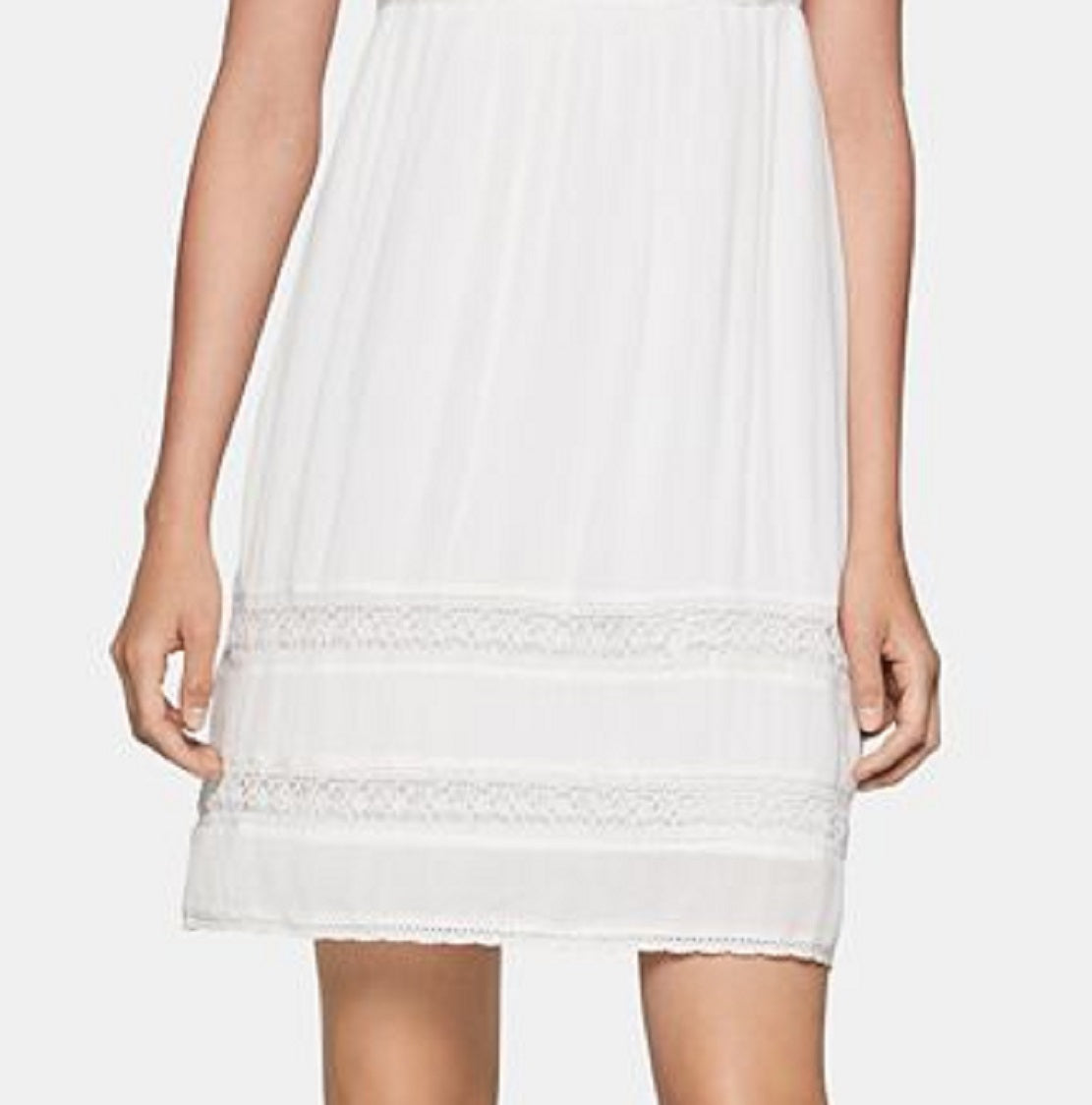 BCBGeneration Women's Crochet Trim Cut Out Shift Dress White Size Small