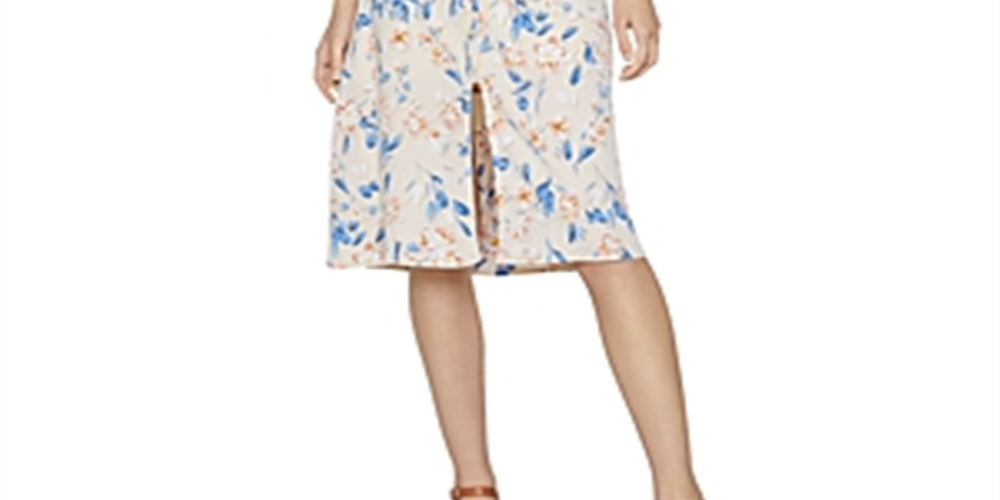 BCBGeneration Women's Floral V Neck a Line Dress White Size 12