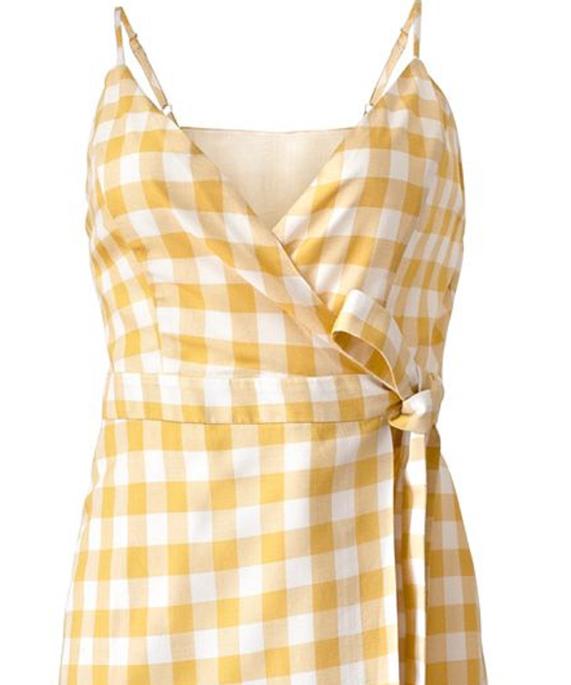 BCBGeneration Women's Gingham Wrap Dress Yellow Size Medium