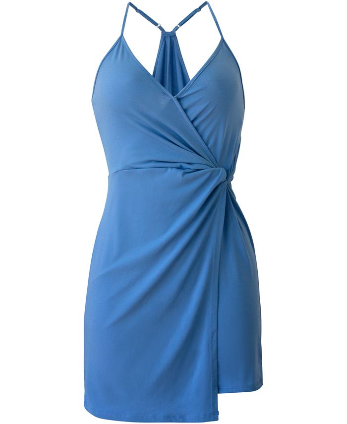 BCBGeneration Women's Sleeveless Twist Front Surplice Dress Blue Size X-Small