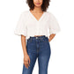 1.STATE Womens Puff Sleeve Smocked Cropped White S